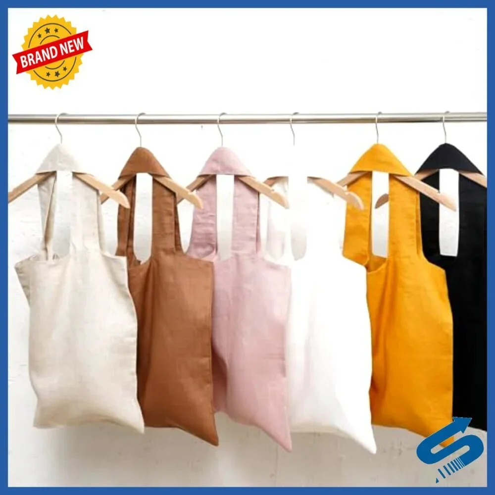 Pure Linen Reusable Tote Bag Heavy Duty Shoulder Grocery Shopping Bag